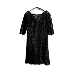 Eliza J LBD knee length 8p lace like overlay with black shell underneath